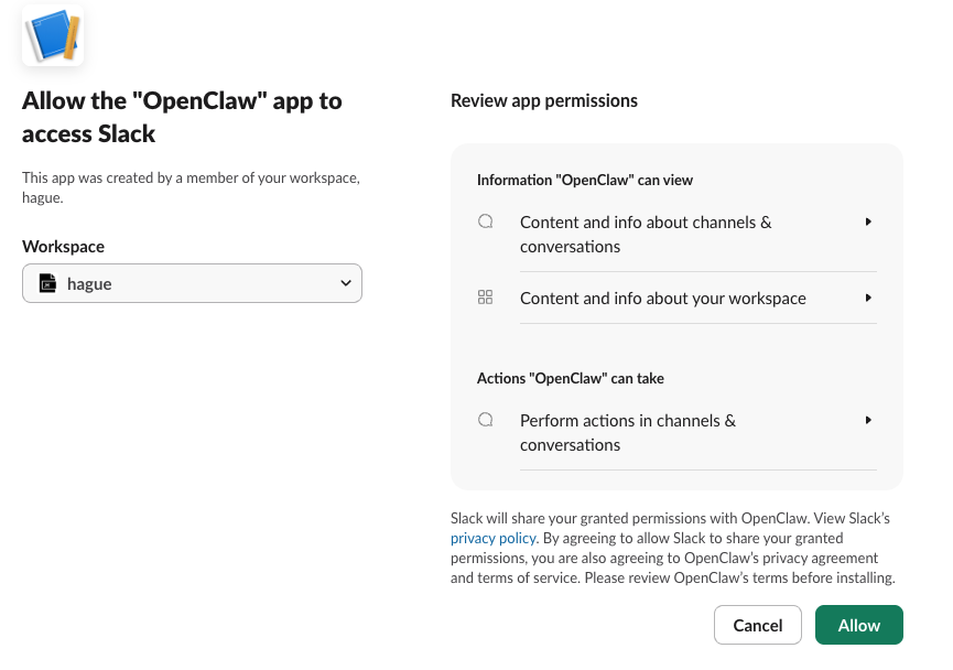 Allow access to workspace